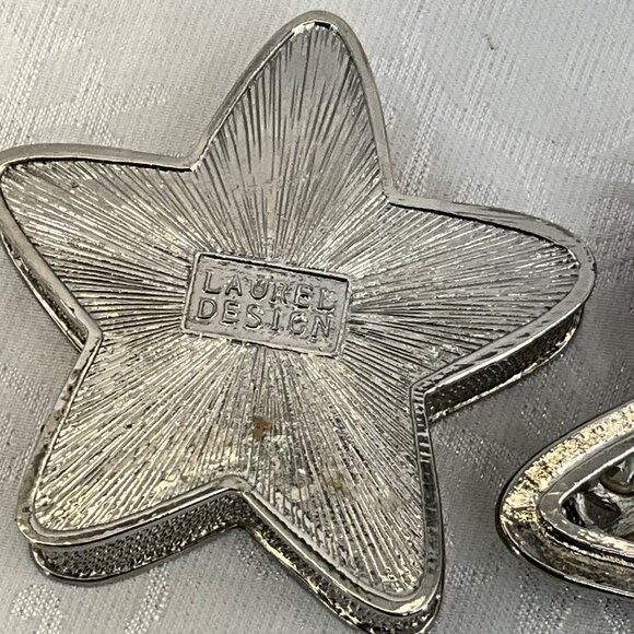 Vtg Lauren Design Star-Shaped Silver-Tone Trinket Box Red Green & Clear Gem Acce - Picture 5 of 6